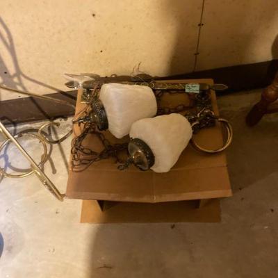 Vintage bathroom fixtures -lights, towel bar & rings