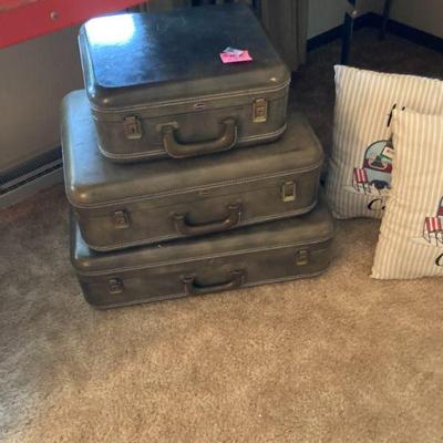 Stack of vintage suitcases