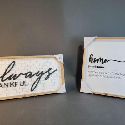Lot 422 | 'Home' Sign & 'Always Thankful' Sign