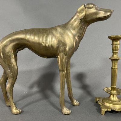 Lot 44 | Brass Dog Sculpture and Candle Holder