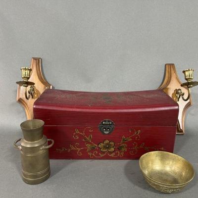 Lot 51 | Brass Knick Knacks, Candle Holders and Box