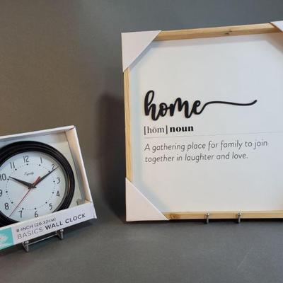 Lot 392 | 'Home' Sign & Wall Clock