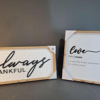 Lot 423 | 'Always Thankful' & 'Love' Signs