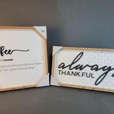 Lot 421 | 'Always Thankful' & 'Coffee' Signs