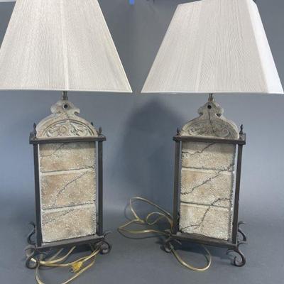 Lot 65 | Stone And Metal Lamp Set