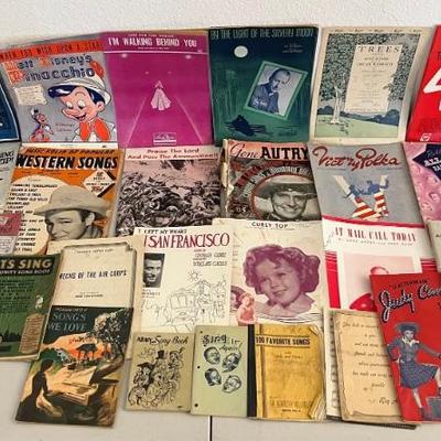 Lot Of Vintage And Antique Sheet Music - Disney, Western, Military, And More (As Is)