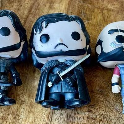 (3) Funko Pop Jon Snow Game Of Thrones A235 & A350 And  Jet Black FM 2579 Figurines  