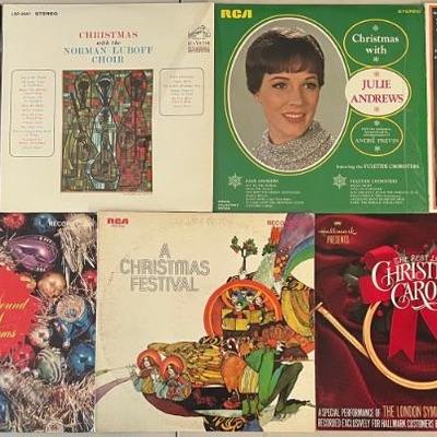 (7) Vintage Christmas vinyl Records - Julie Andrews, Carols, Festival, And More