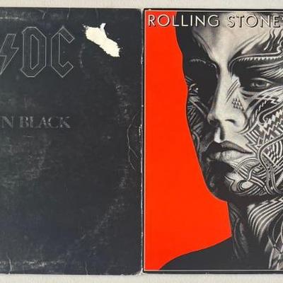 (2) Vintage Vinyl Albums - ACDC Back In Black & Rolling Stones Tattoo You 