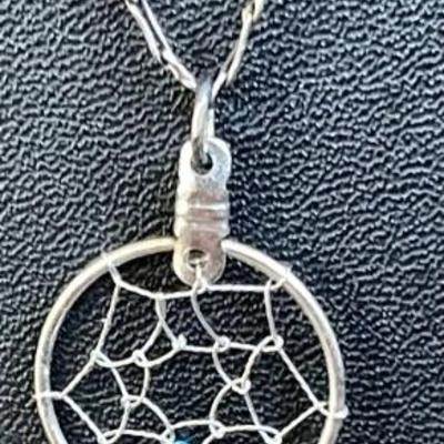 Vintage Sterling Silver 24 Inch Chain Necklace With Dream Catcher Pendant - Total Weight 5.2 Grams 