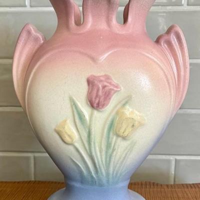Vintage Hull USA 8 Inch Tulip Double Handled Vase 