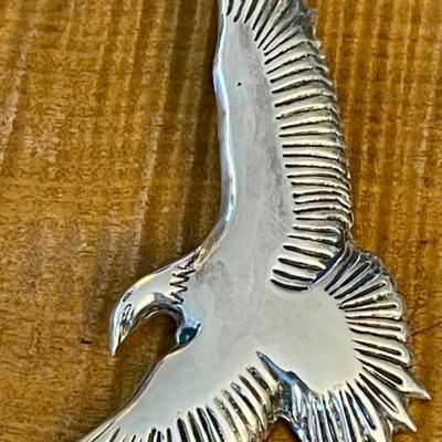 Sterling Silver Repousse Eagle Pendant - Total Weight - 15.8 Grams