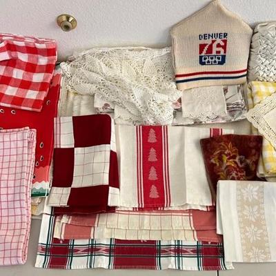 Assorted Linens - Lace, Table Clothes, Runners, Hand Made Place Mats, And More