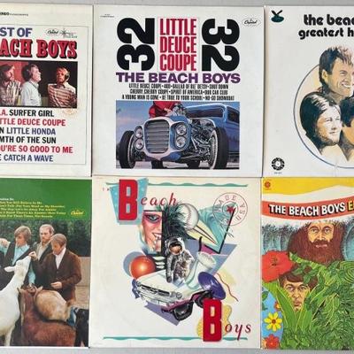 (6) Vintage Beach Boys Vinyl Albums - Endless Summer, Pet Sounds, Little Deuce Coupe, Greatest Hits 