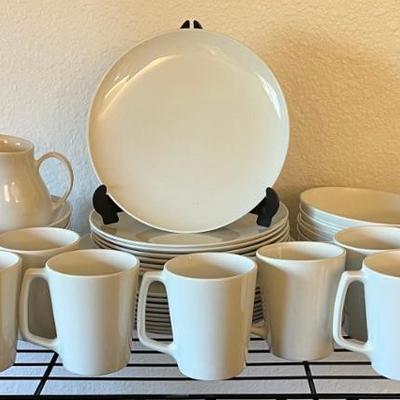 Assorted Corning Centura White Dishware - Dinner Plates, Side Plates, Bowls, And Mugs