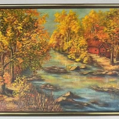 Original Lily 1984 Autumn Landscape Oil Painting