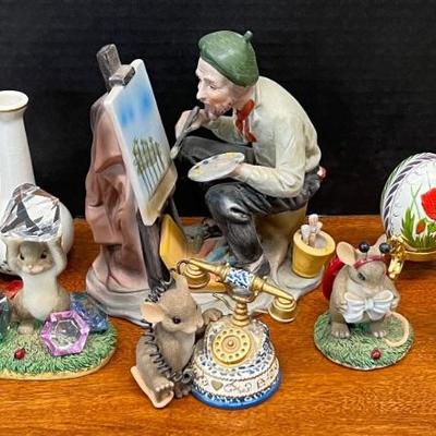 Figurines -fitz And Floyd, Charming Tails, Hand Painted Porcelain Figurine, Cherished Teddys, Hand Painted Egg