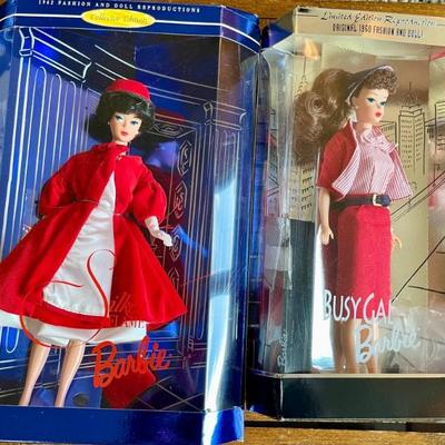 1998 Silk Flame Barbie Doll In Original Box & 1995 Busy Gal Barbie In Original Box 