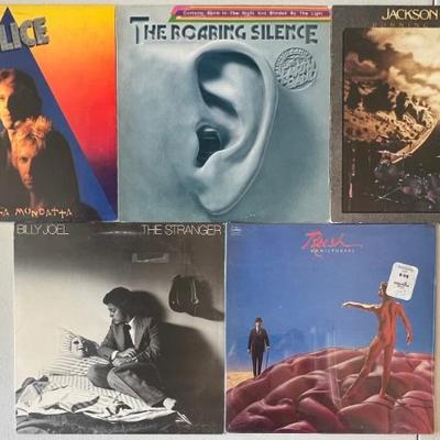 (5) Vintage Vinyl Albums - The Police, Jackson Browne, Billy Joel, Rush, & Manfred Mann's Earth Band 