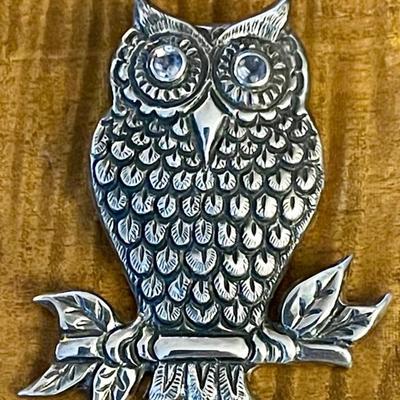 Sterling Silver Owl With Tanzanite Owls - Total Weight 14 Grams 