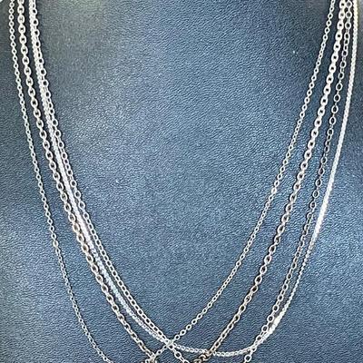 (4) Vintage Sterling Silver 18 Inch Chain Necklaces - Total Weight - 14 Grams 