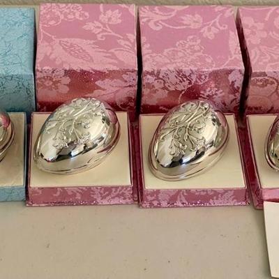 4 Wallace Silver Plate Lely Eggs In Original Boxes