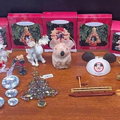 Small Christmas Ornament Lot - Lenox, Hallmark Keepsakes, Prisms, And More