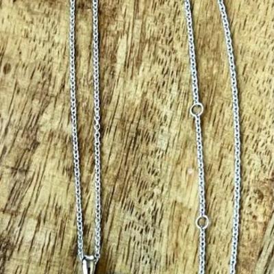 Sterling Silver & Crystal Angel Wings Pendant And Chain 18 Inch Necklace 
