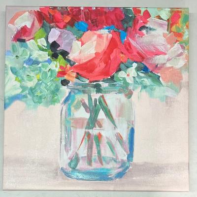 Pier 1 23.5" X 23.5" Floral Canvas Wall Hanging
