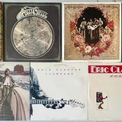 (7) Vintage Vinyl Albums - The Byrds, Eric Clapton, Nitty Gritty Dirt Band, Toto