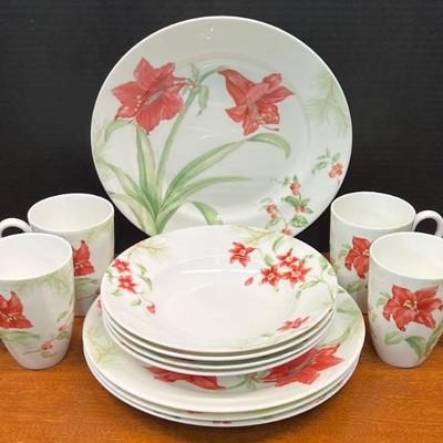 Lenox Winter Garden Dinner Plates, Bowls, And Mugs For (4)