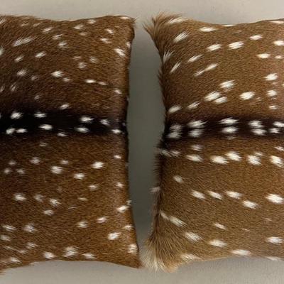 Pair Of Genuine Deer Hide Small Pillows
