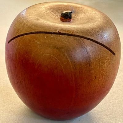 Vintage Hand Carved Wood Apple Card Holder