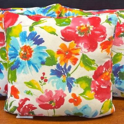 Set Of 3 Pier 1 Watercolor Floral Outdoor Pillows