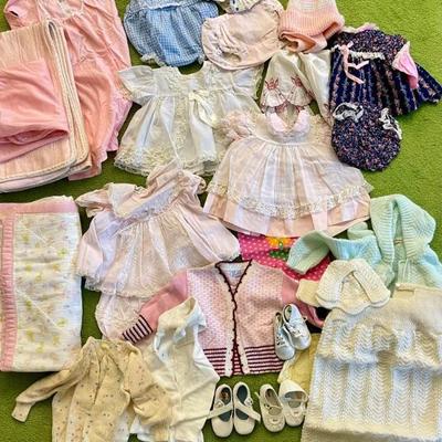 Vintage Baby Girl Clothes And Shoes - Swim Suits, Shirts, Blankets