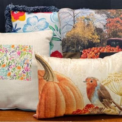 4 Decorative Pillow - Pier 1 Pumpkin, Floral Colorado, Floral, And Fall