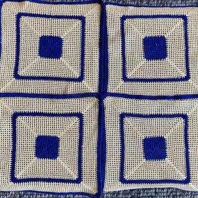 4 Vintage Hand Crocheted 11 Inch Square Doilies 