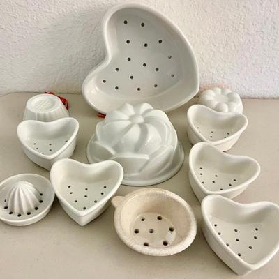 Vintage Apilco France Porcelaine A Feu Heart Set And Porcelain Molds