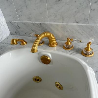 Sherle Wagner Gold Plated & Crystal Bath Faucet Set