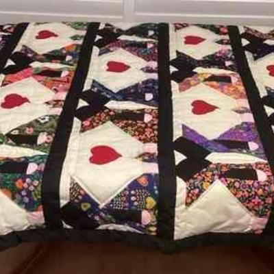 MMF032 Handmade Barkcloth Patchwork Quilt Blanket 