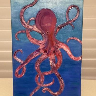 MMF044 Original Painting Of An Octopus On Canvas
