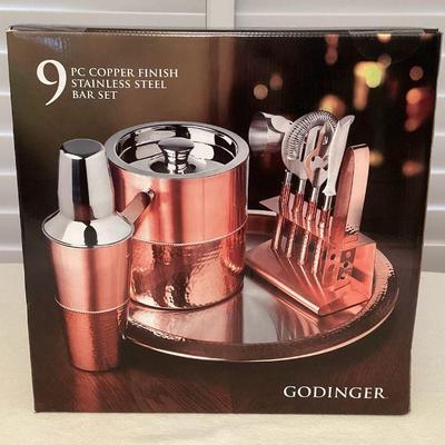 MMF102 Godinger Copper Finish Stainless Steel Bar Set New