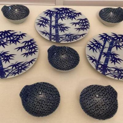 MMF101 Blue & White Japanese Ceramic Dishes 