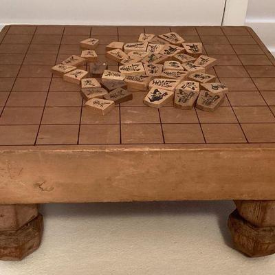 MMF036 Vintage Japanese Shogi Wooden Game Table With Legs & Game Pieces
