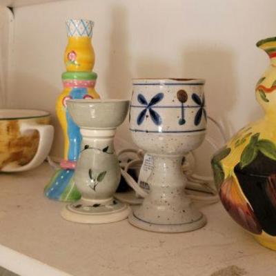 Candle sticks & ceramic goblets