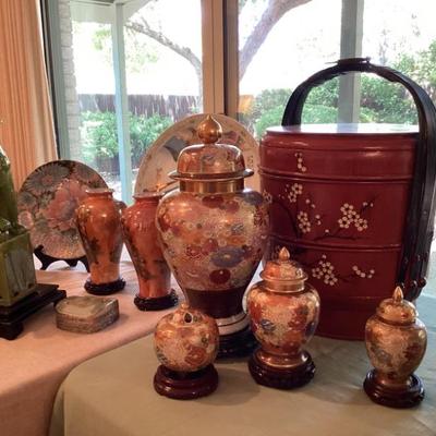Temple jar, incense, Lacquer brides basket