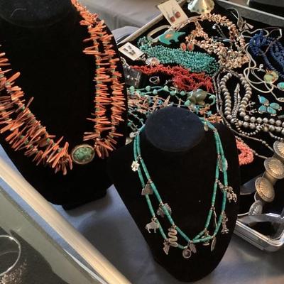 Coral, Turquoise, silver