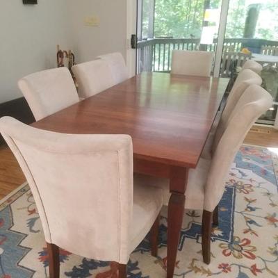Contemporary cherry dining table/2 leaves & 6 chairs