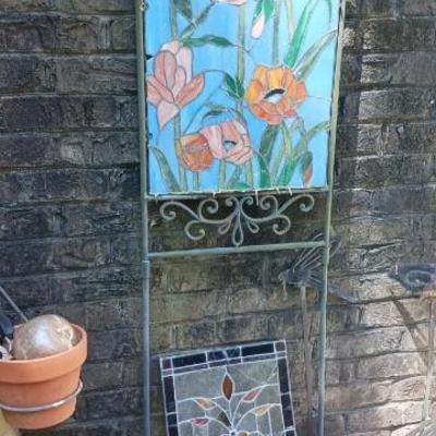 Stained glass garden art