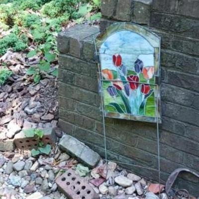 Stained glass garden art